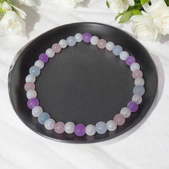 Handcrafted One-of-a-Kind Morganite Bead Bracelet - Picture 1 of 3